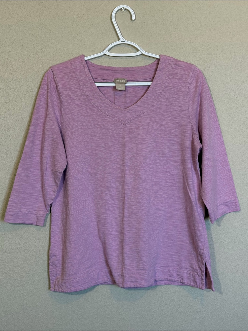 Chico's Lavender V-Neck Long Sleeve Tee